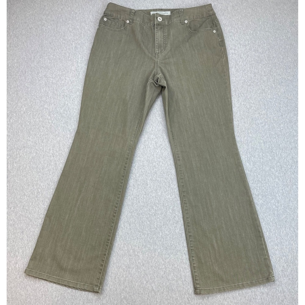 Chicos Jeans Womens Size 2 (US 12 ) Green Cotton Blend Stretch Mid-Rise Bootcut